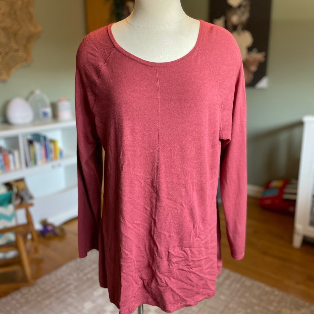 Soft surroundings Leda tunic canyon clay long sleeves slit backing large